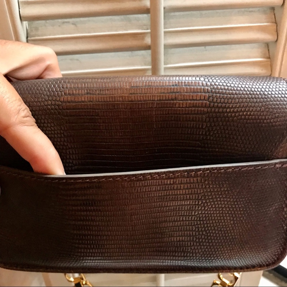 PRIVATELY SOLD!!! Cole Haan brown leather lizard skin and yellow metal chain m - Picture 4 of 10